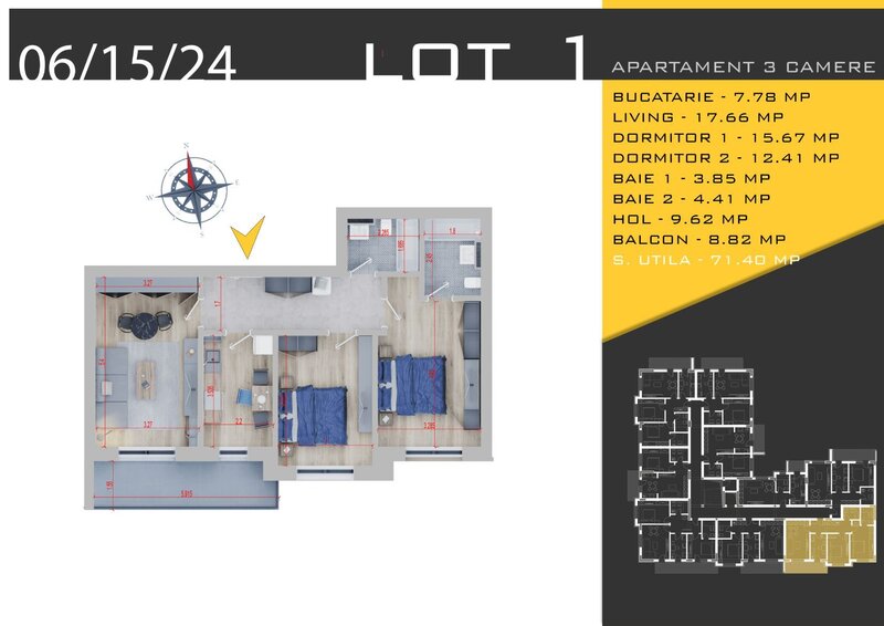 Titan, Pallady, metrou Teclu 10 min., 3 camere (AP15/1/BL1)